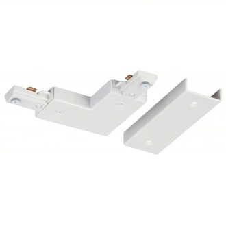 Adjustable Connector: Straight or L-Connector, J Compatible with Track, White, 1 Circuits, 120V AC