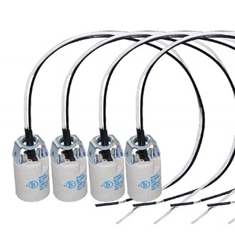 E12 Socket,Ceramic Candelabra Socket E12 Bulb Lamp Holder,Light Socket with Wire Lead for E12 Incandescent LED Light Bulb (4-Pack)