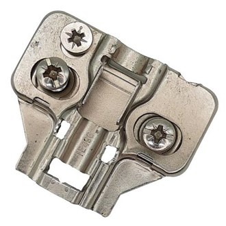 Builders Line BLD-CPLH-B-4CAM-E Long Arm Hinge Baseplate - 4mm Frameless Cabinet Clip Plate - Euro Screws - Cam Adjustable