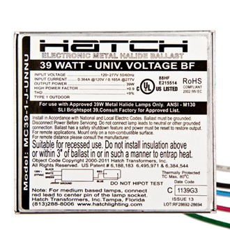 39W Electronic Metal Halide Ballast 120/277V 