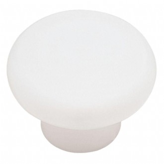 1-3/8 in. (35mm) White Plastic Round Cabinet Knob