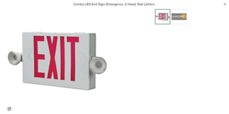 Cooper Lighting Combo LED Exit Sign/Emergency, 2-Head, Red Letters